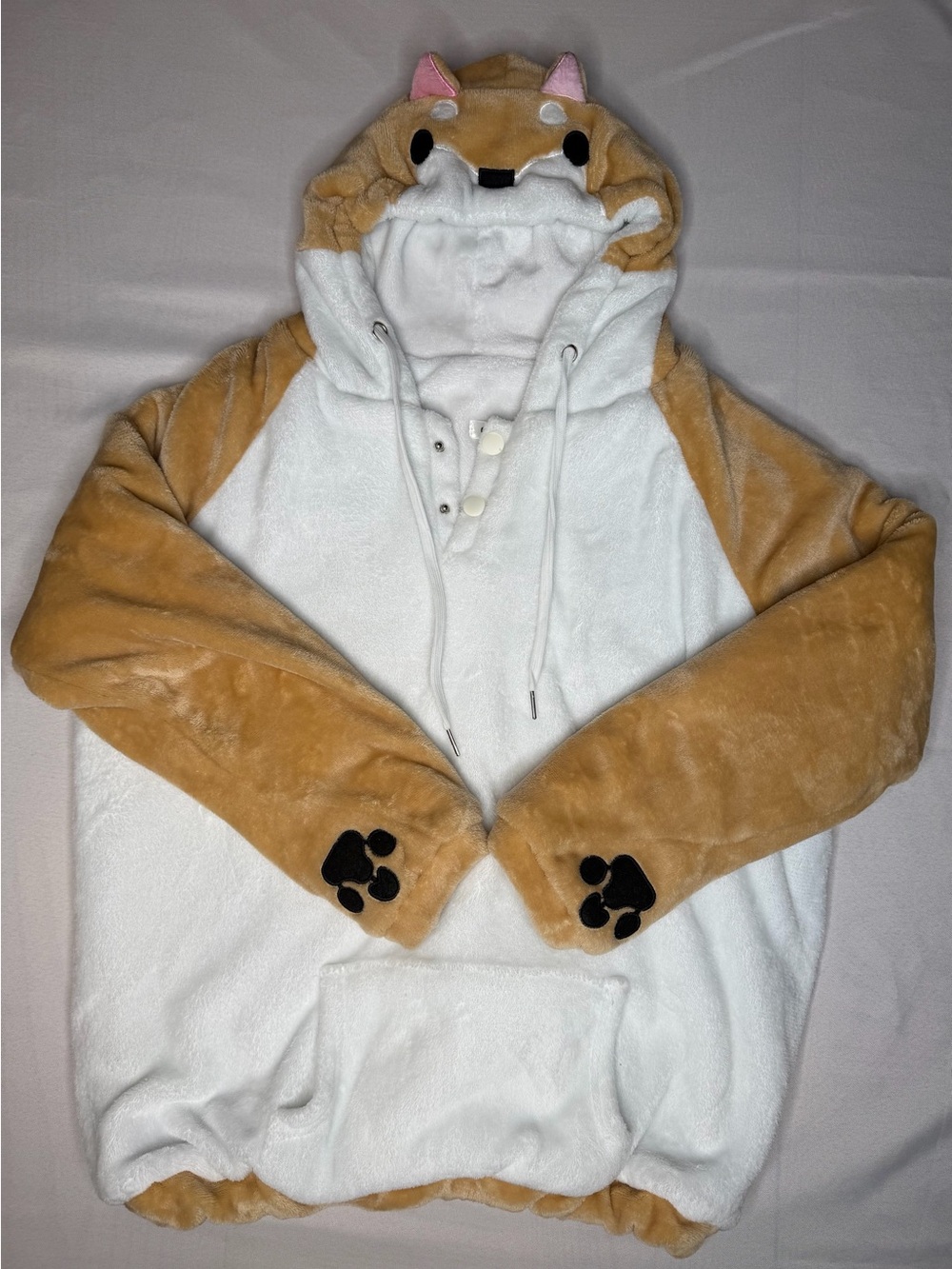 Coriresha Shiba Inu Dog Coral Velvet Fleece Hoodie/ Costume Size L